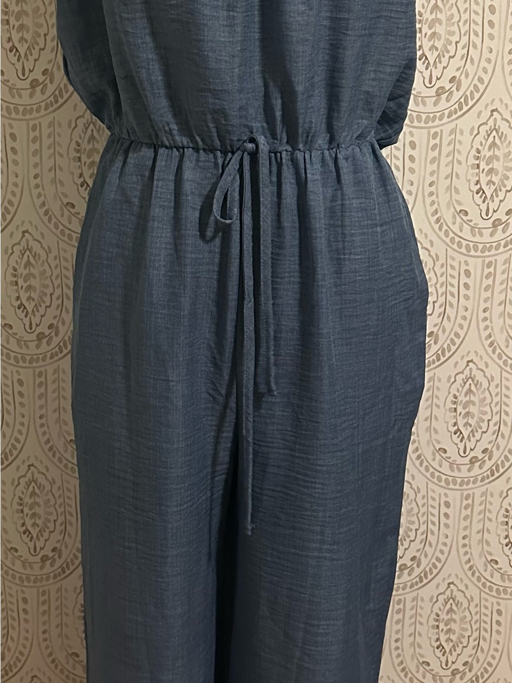 Comfort Drawstring Jumpsuit in Navy Blue